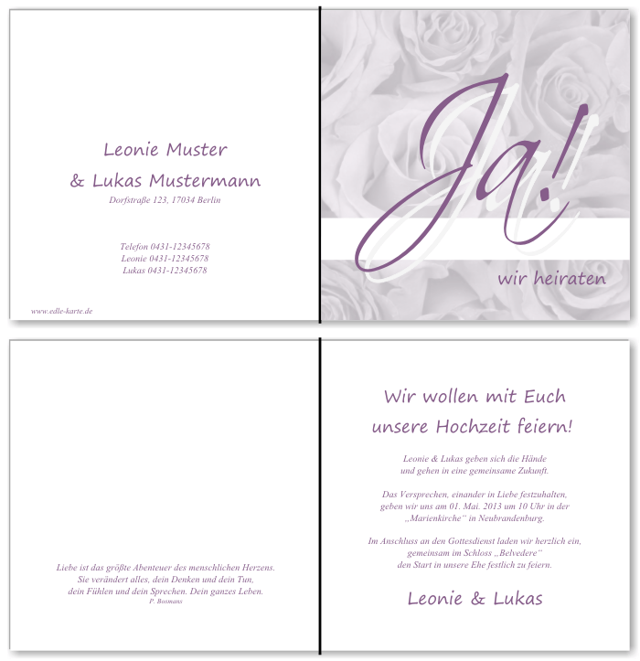  Einladungskarten Hochzeit, Hochzeitseinladungen, Hochzeitskarten, Einladungen f&uuml;r Hochzeit