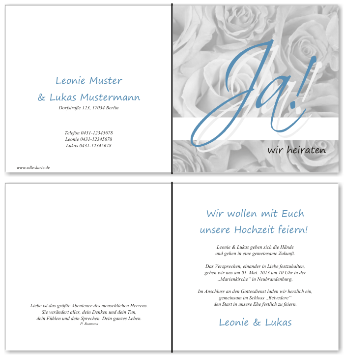  Einladungskarten Hochzeit, Hochzeitseinladungen, Hochzeitskarten, Einladungen f&uuml;r Hochzeit