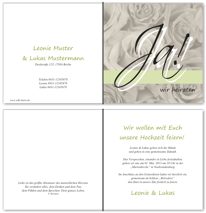  Einladungskarten Hochzeit, Hochzeitseinladungen, Hochzeitskarten, Einladungen f&uuml;r Hochzeit