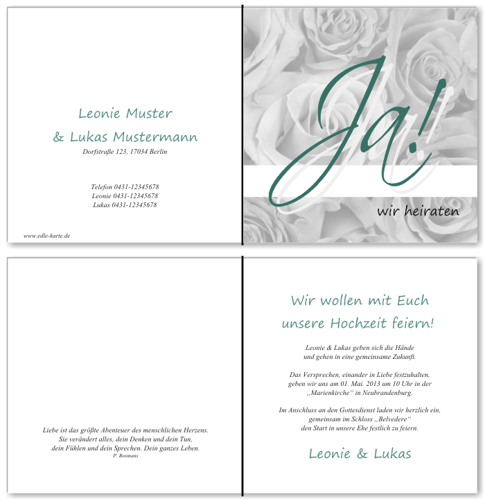  Einladungskarten Hochzeit, Hochzeitseinladungen, Hochzeitskarten, Einladungen f&uuml;r Hochzeit