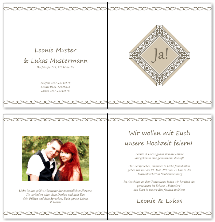  Einladungskarten Hochzeit, Hochzeitseinladungen, Hochzeitskarten, Einladungen f&uuml;r Hochzeit