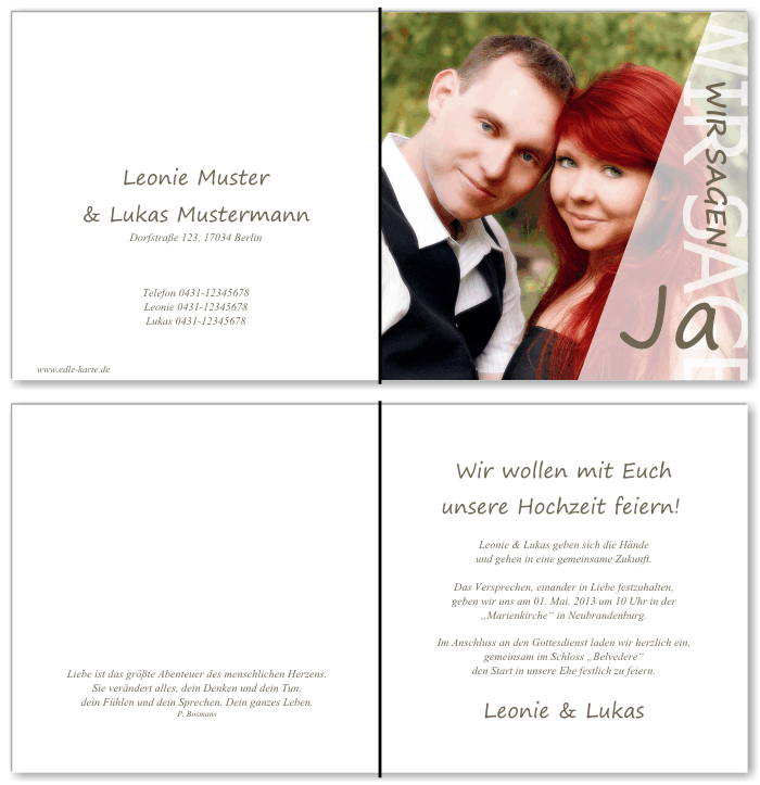  Einladungskarten Hochzeit, Hochzeitseinladungen, Hochzeitskarten, Einladungen f&uuml;r Hochzeit