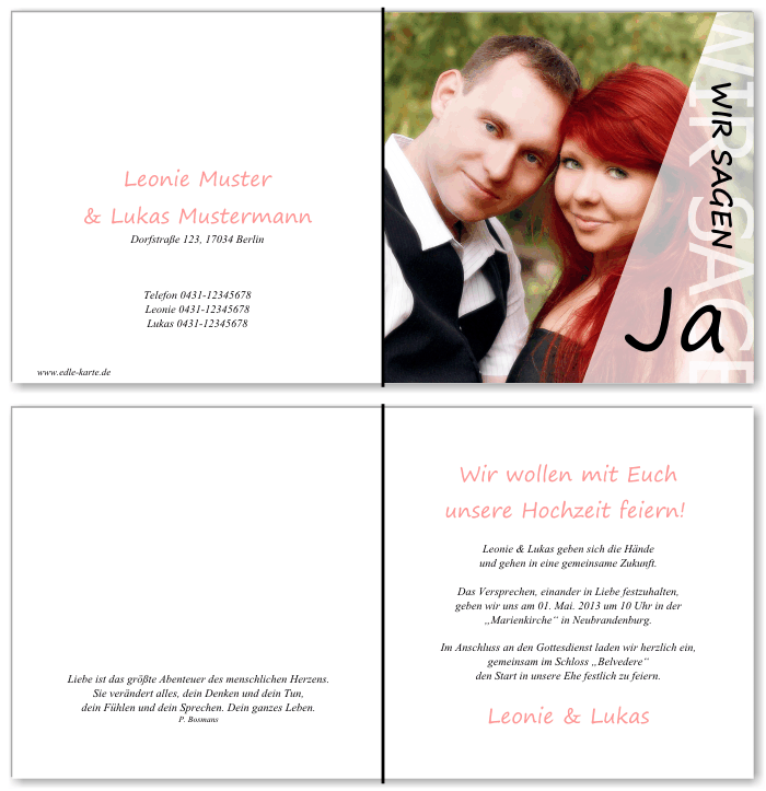  Einladungskarten Hochzeit, Hochzeitseinladungen, Hochzeitskarten, Einladungen f&uuml;r Hochzeit