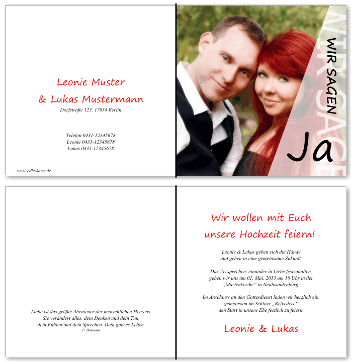  Einladungskarten Hochzeit, Hochzeitseinladungen, Hochzeitskarten, Einladungen f&uuml;r Hochzeit