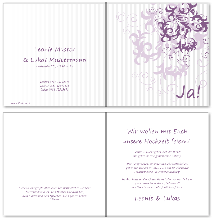  Einladungskarten Hochzeit, Hochzeitseinladungen, Hochzeitskarten, Einladungen f&uuml;r Hochzeit