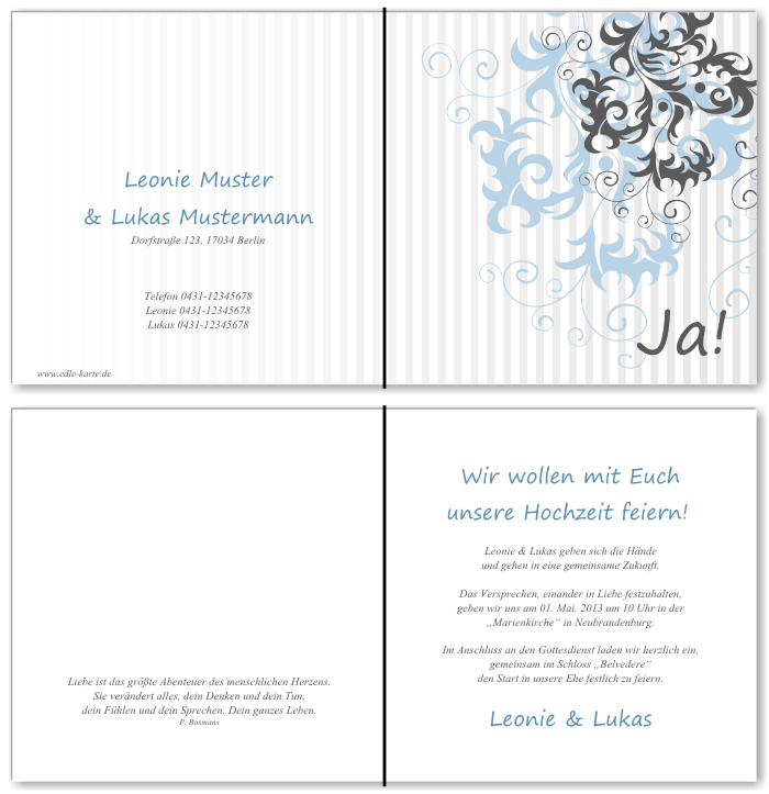  Einladungskarten Hochzeit, Hochzeitseinladungen, Hochzeitskarten, Einladungen f&uuml;r Hochzeit