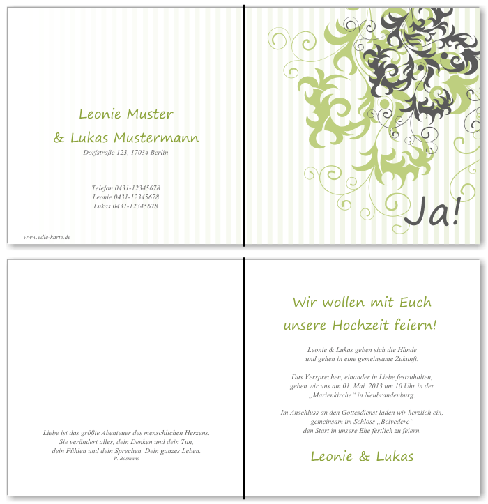  Einladungskarten Hochzeit, Hochzeitseinladungen, Hochzeitskarten, Einladungen f&uuml;r Hochzeit