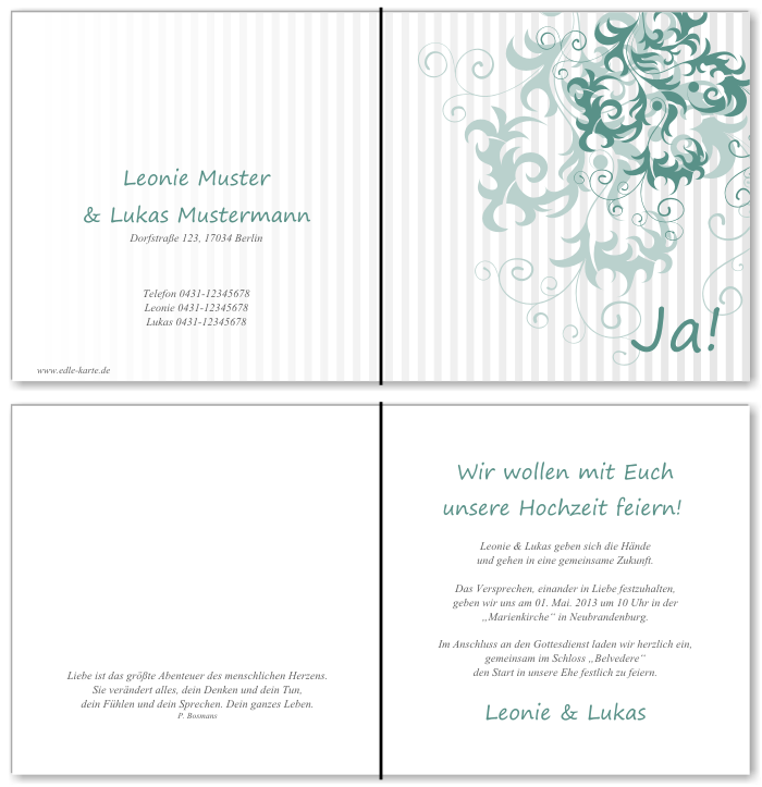  Einladungskarten Hochzeit, Hochzeitseinladungen, Hochzeitskarten, Einladungen f&uuml;r Hochzeit