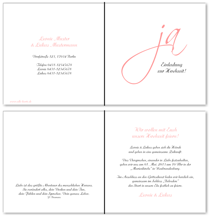  Einladungskarten Hochzeit, Hochzeitseinladungen, Hochzeitskarten, Einladungen f&uuml;r Hochzeit