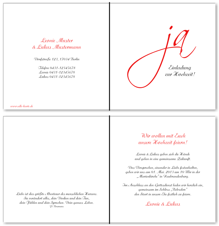  Einladungskarten Hochzeit, Hochzeitseinladungen, Hochzeitskarten, Einladungen f&uuml;r Hochzeit