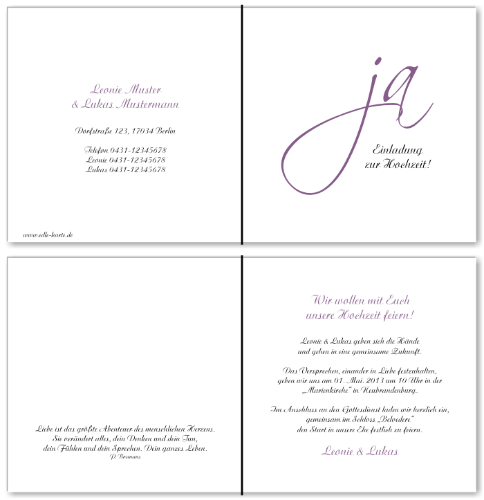  Einladungskarten Hochzeit, Hochzeitseinladungen, Hochzeitskarten, Einladungen f&uuml;r Hochzeit