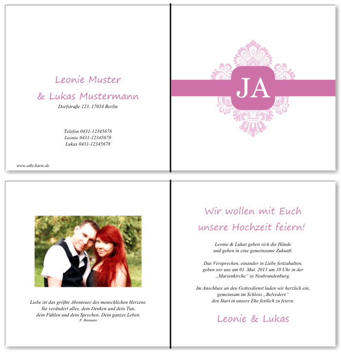  Einladungskarten Hochzeit, Hochzeitseinladungen, Hochzeitskarten, Einladungen f&uuml;r Hochzeit