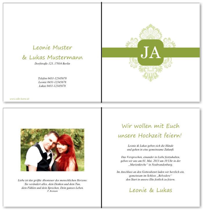  Einladungskarten Hochzeit, Hochzeitseinladungen, Hochzeitskarten, Einladungen f&uuml;r Hochzeit