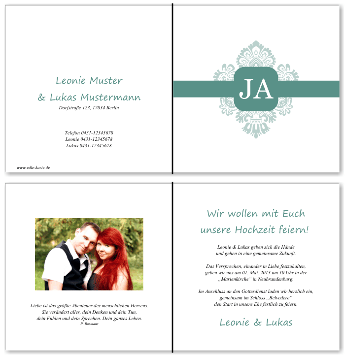  Einladungskarten Hochzeit, Hochzeitseinladungen, Hochzeitskarten, Einladungen f&uuml;r Hochzeit