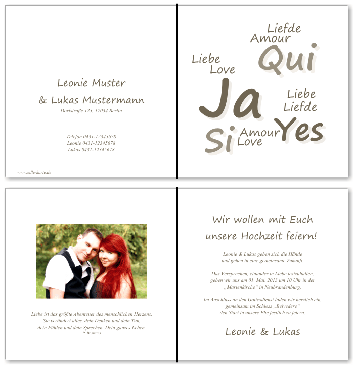  Einladungskarten Hochzeit, Hochzeitseinladungen, Hochzeitskarten, Einladungen f&uuml;r Hochzeit