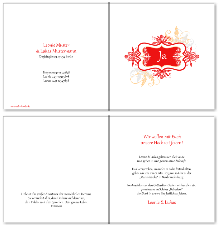  Einladungskarten Hochzeit, Hochzeitseinladungen, Hochzeitskarten, Einladungen f&uuml;r Hochzeit