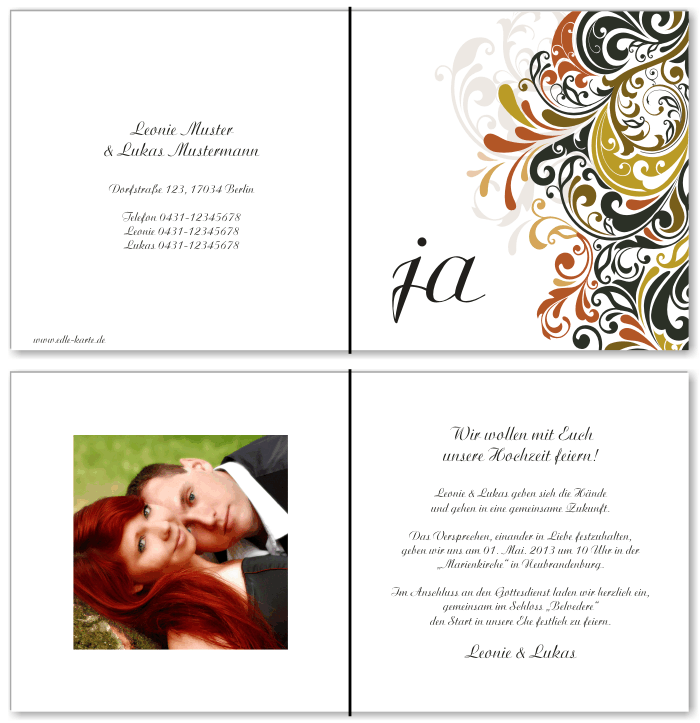  Einladungskarten Hochzeit, Hochzeitseinladungen, Hochzeitskarten, Einladungen f&uuml;r Hochzeit