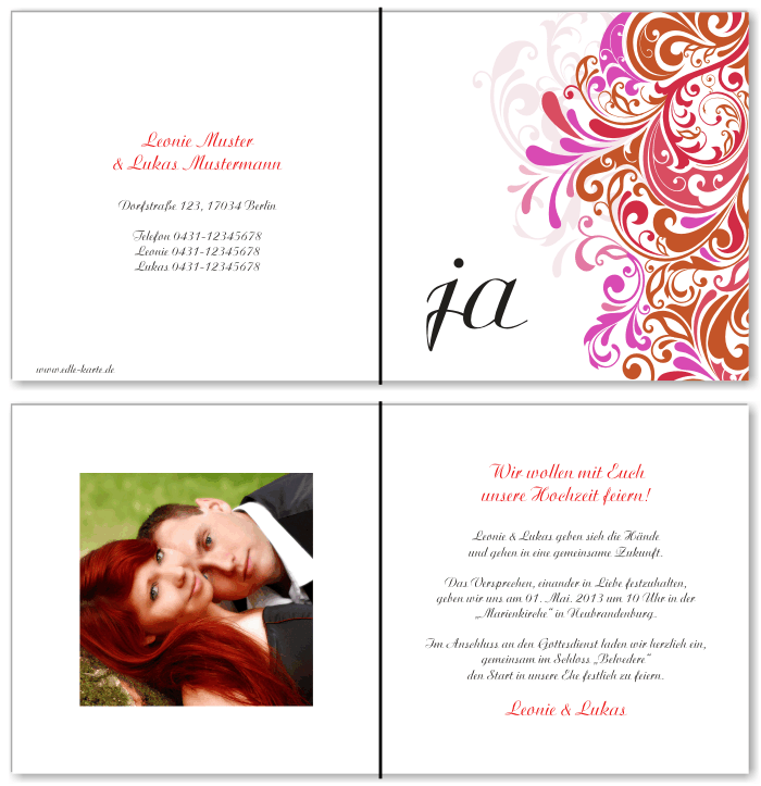  Einladungskarten Hochzeit, Hochzeitseinladungen, Hochzeitskarten, Einladungen f&uuml;r Hochzeit