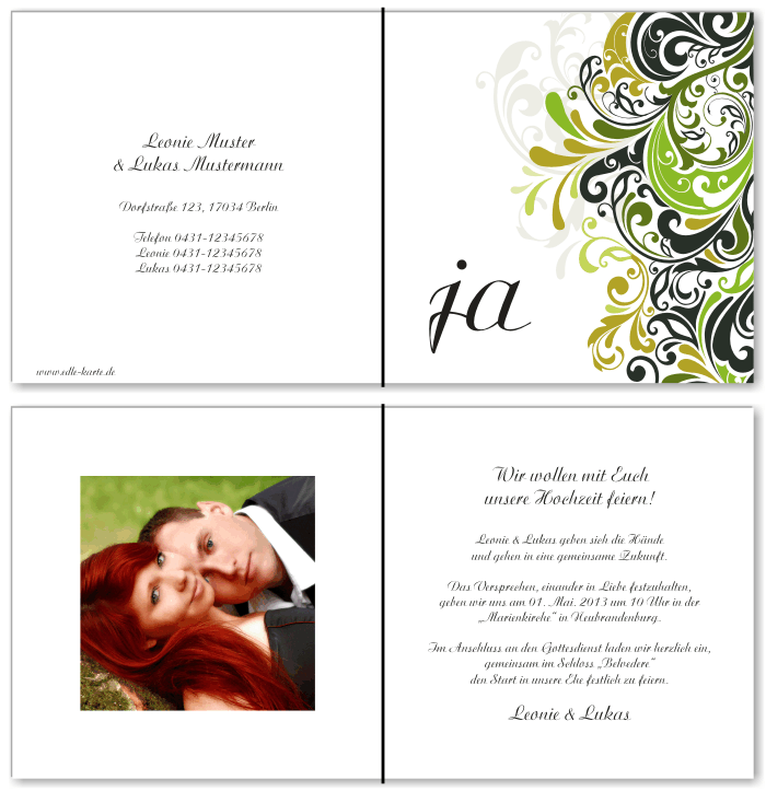  Einladungskarten Hochzeit, Hochzeitseinladungen, Hochzeitskarten, Einladungen f&uuml;r Hochzeit