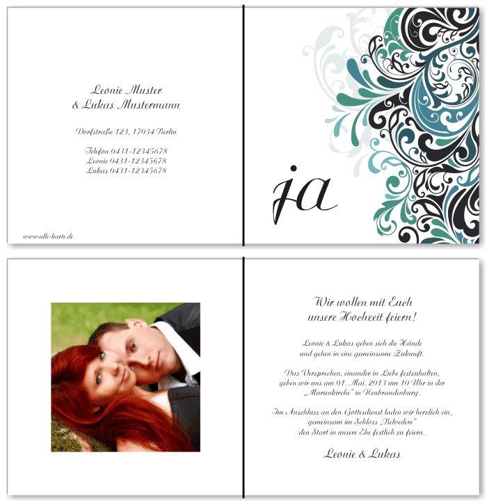  Einladungskarten Hochzeit, Hochzeitseinladungen, Hochzeitskarten, Einladungen f&uuml;r Hochzeit