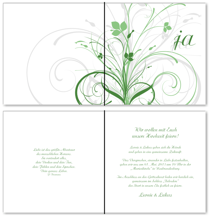  Einladungskarten Hochzeit, Hochzeitseinladungen, Hochzeitskarten, Einladungen f&uuml;r Hochzeit