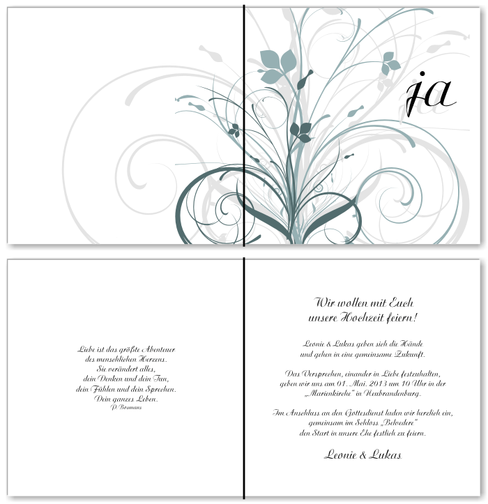  Einladungskarten Hochzeit, Hochzeitseinladungen, Hochzeitskarten, Einladungen f&uuml;r Hochzeit