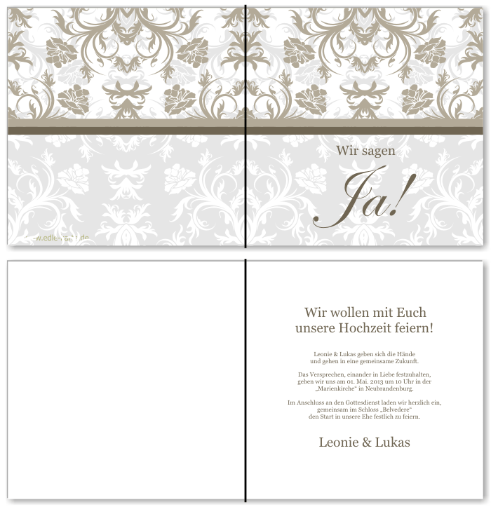  Einladungskarten Hochzeit, Hochzeitseinladungen, Hochzeitskarten, Einladungen f&uuml;r Hochzeit