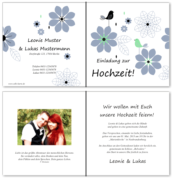  Einladungskarten Hochzeit, Hochzeitseinladungen, Hochzeitskarten, Einladungen f&uuml;r Hochzeit