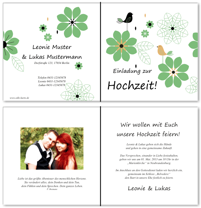  Einladungskarten Hochzeit, Hochzeitseinladungen, Hochzeitskarten, Einladungen f&uuml;r Hochzeit