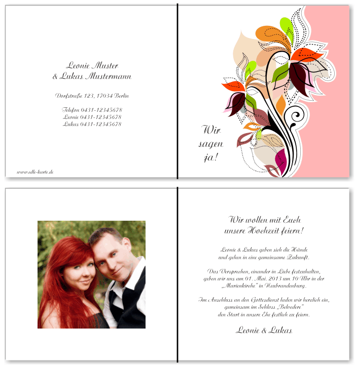  Einladungskarten Hochzeit, Hochzeitseinladungen, Hochzeitskarten, Einladungen f&uuml;r Hochzeit