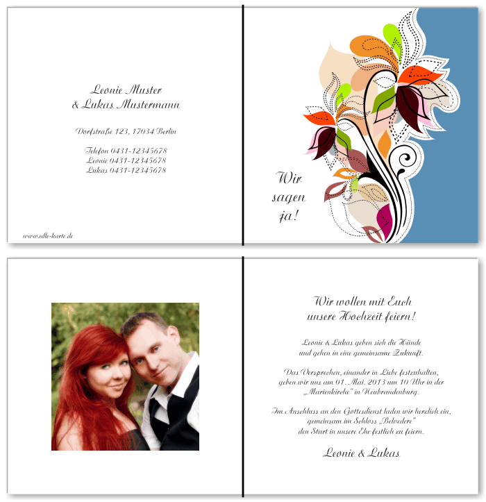  Einladungskarten Hochzeit, Hochzeitseinladungen, Hochzeitskarten, Einladungen f&uuml;r Hochzeit