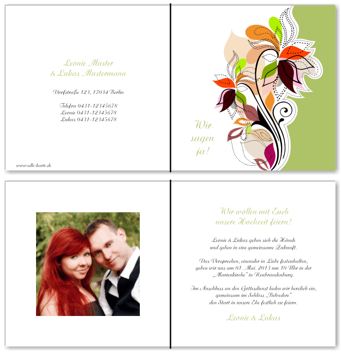  Einladungskarten Hochzeit, Hochzeitseinladungen, Hochzeitskarten, Einladungen f&uuml;r Hochzeit