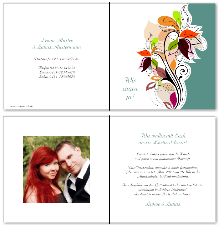  Einladungskarten Hochzeit, Hochzeitseinladungen, Hochzeitskarten, Einladungen f&uuml;r Hochzeit