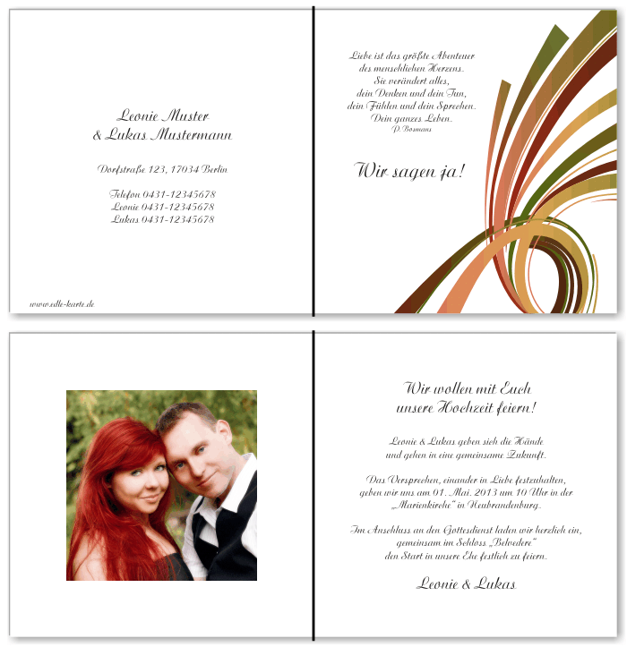  Einladungskarten Hochzeit, Hochzeitseinladungen, Hochzeitskarten, Einladungen f&uuml;r Hochzeit