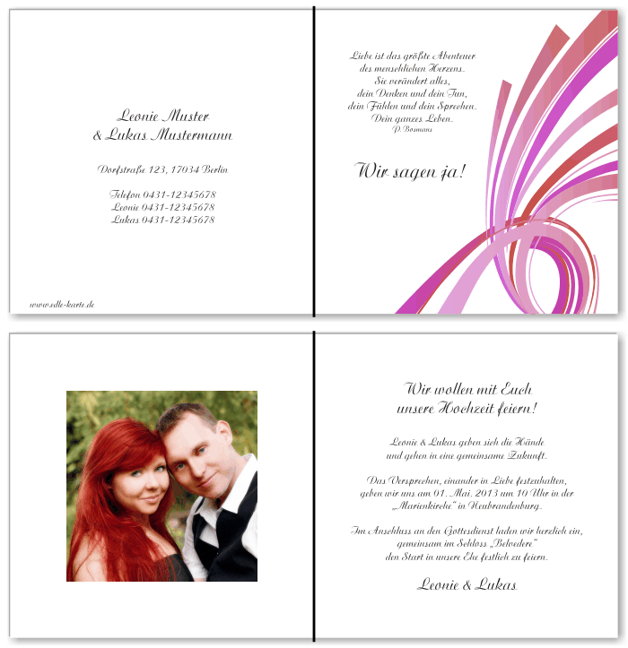  Einladungskarten Hochzeit, Hochzeitseinladungen, Hochzeitskarten, Einladungen f&uuml;r Hochzeit