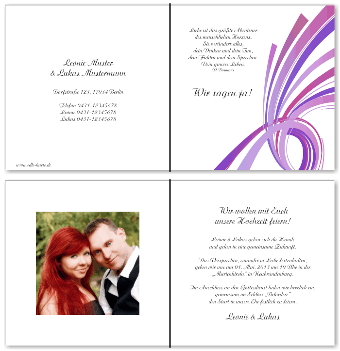  Einladungskarten Hochzeit, Hochzeitseinladungen, Hochzeitskarten, Einladungen f&uuml;r Hochzeit