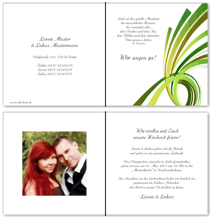  Einladungskarten Hochzeit, Hochzeitseinladungen, Hochzeitskarten, Einladungen f&uuml;r Hochzeit