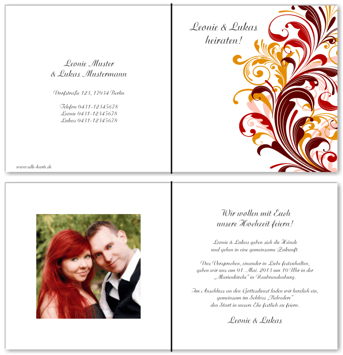  Einladungskarten Hochzeit, Hochzeitseinladungen, Hochzeitskarten, Einladungen f&uuml;r Hochzeit