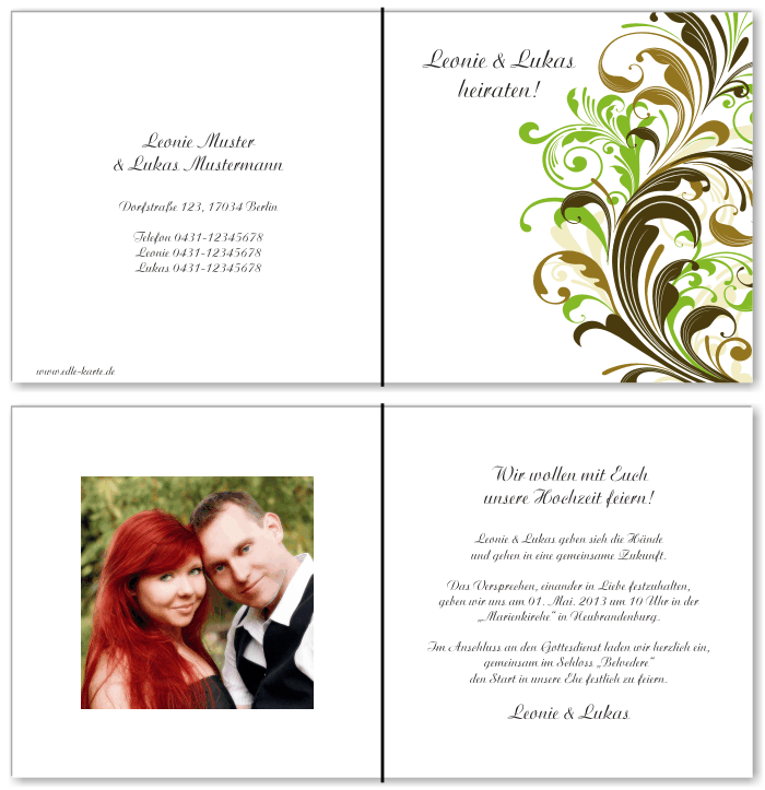  Einladungskarten Hochzeit, Hochzeitseinladungen, Hochzeitskarten, Einladungen f&uuml;r Hochzeit