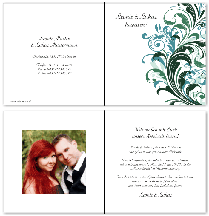  Einladungskarten Hochzeit, Hochzeitseinladungen, Hochzeitskarten, Einladungen f&uuml;r Hochzeit