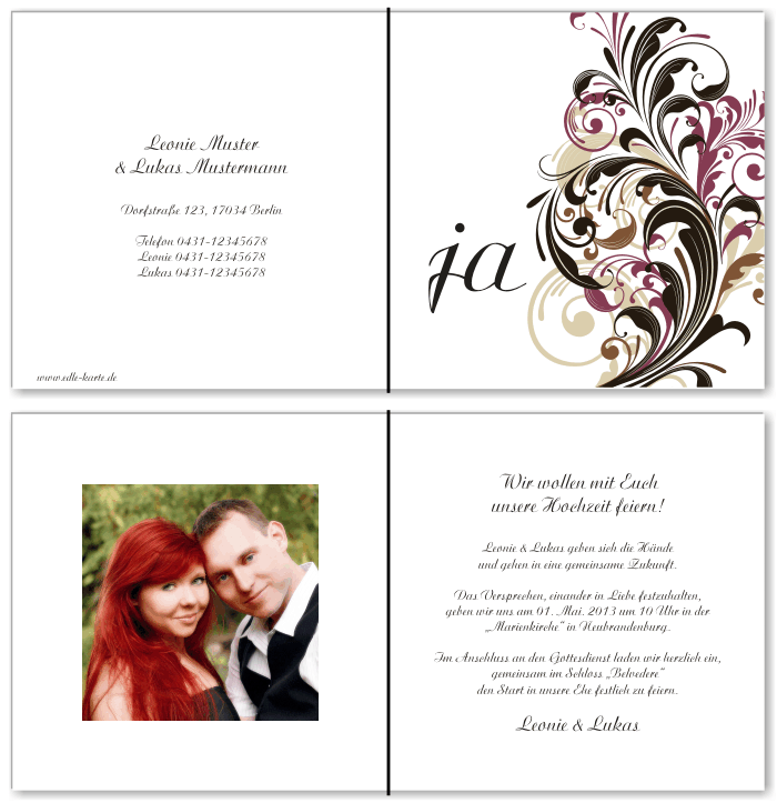  Einladungskarten Hochzeit, Hochzeitseinladungen, Hochzeitskarten, Einladungen f&uuml;r Hochzeit