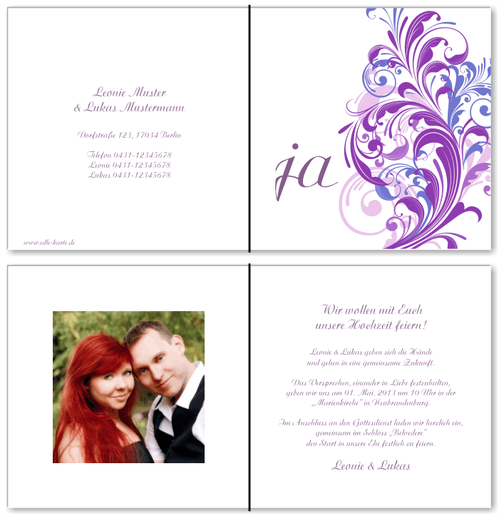  Einladungskarten Hochzeit, Hochzeitseinladungen, Hochzeitskarten, Einladungen f&uuml;r Hochzeit