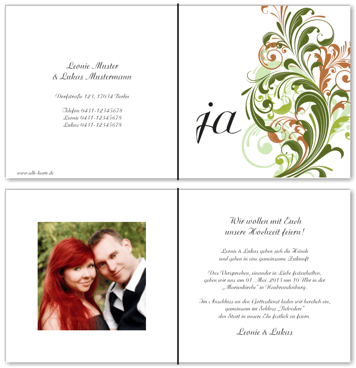  Einladungskarten Hochzeit, Hochzeitseinladungen, Hochzeitskarten, Einladungen f&uuml;r Hochzeit