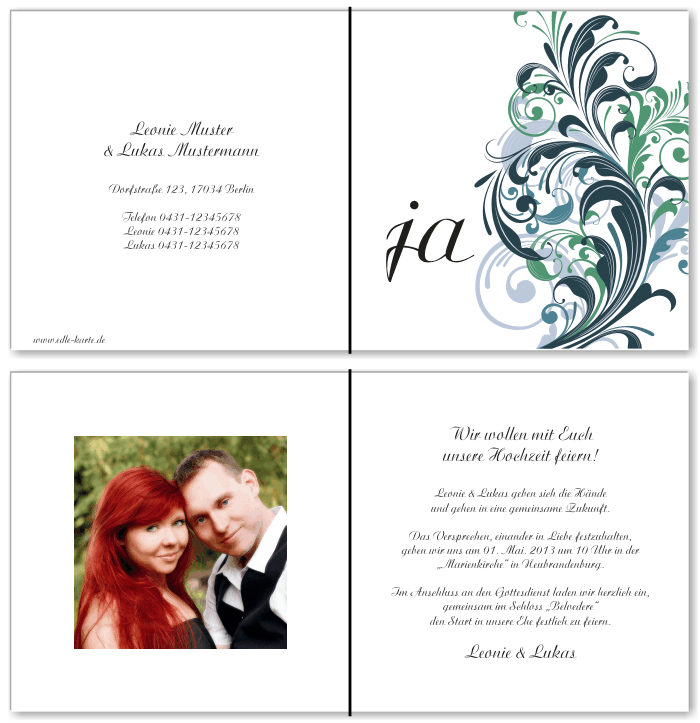  Einladungskarten Hochzeit, Hochzeitseinladungen, Hochzeitskarten, Einladungen f&uuml;r Hochzeit