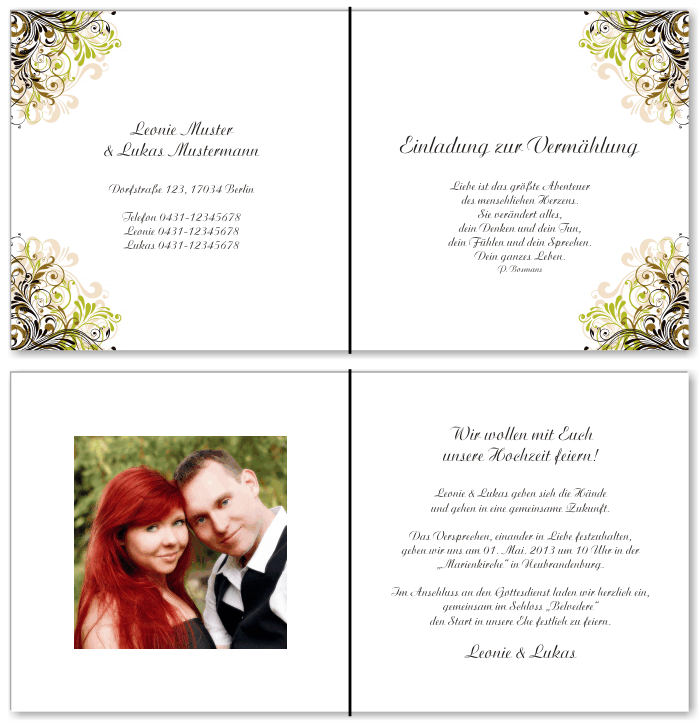  Einladungskarten Hochzeit, Hochzeitseinladungen, Hochzeitskarten, Einladungen f&uuml;r Hochzeit