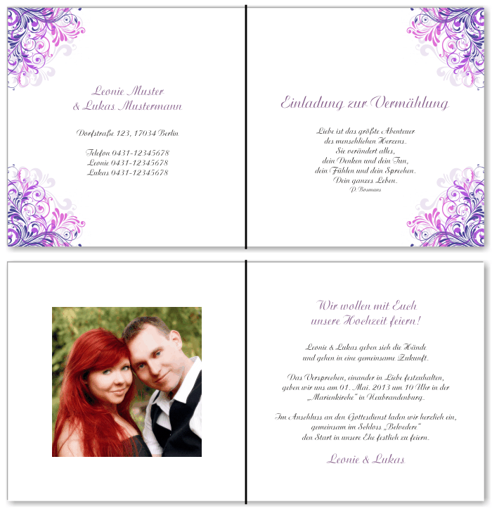  Einladungskarten Hochzeit, Hochzeitseinladungen, Hochzeitskarten, Einladungen f&uuml;r Hochzeit