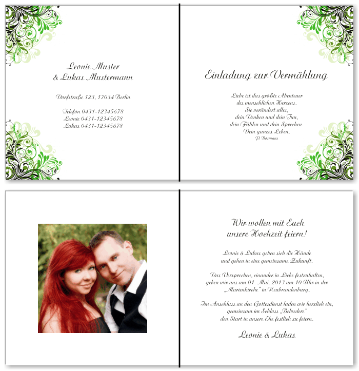  Einladungskarten Hochzeit, Hochzeitseinladungen, Hochzeitskarten, Einladungen f&uuml;r Hochzeit