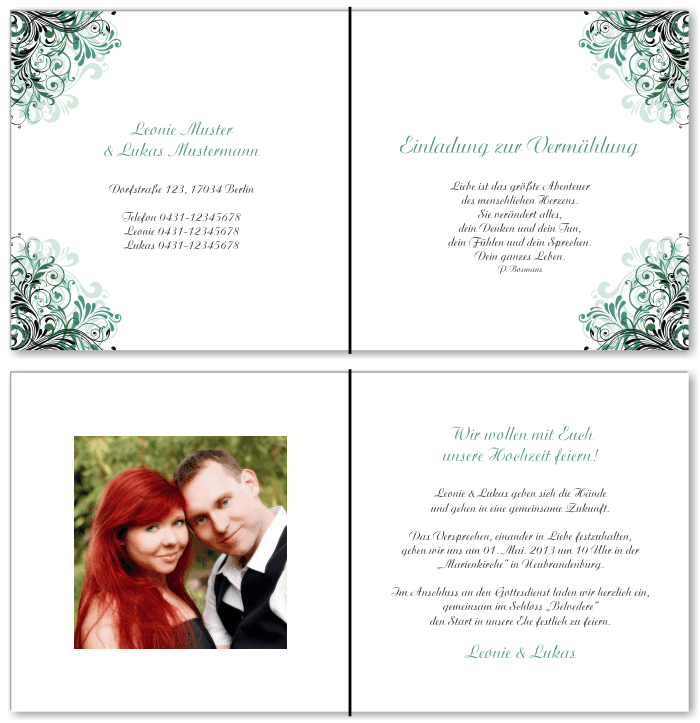  Einladungskarten Hochzeit, Hochzeitseinladungen, Hochzeitskarten, Einladungen f&uuml;r Hochzeit