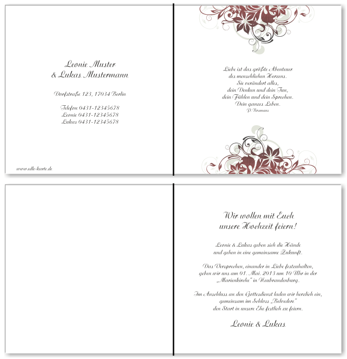  Einladungskarten Hochzeit, Hochzeitseinladungen, Hochzeitskarten, Einladungen f&uuml;r Hochzeit