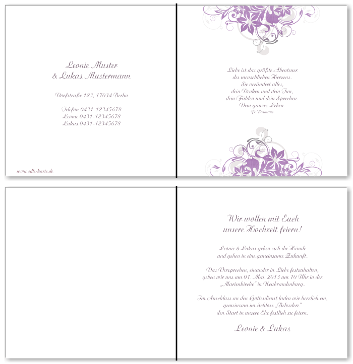  Einladungskarten Hochzeit, Hochzeitseinladungen, Hochzeitskarten, Einladungen f&uuml;r Hochzeit